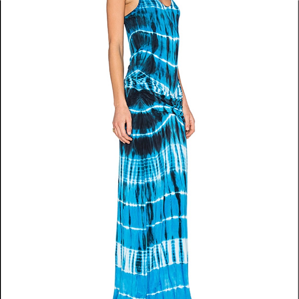 Tie dye long maxi dress with bunch area at waist